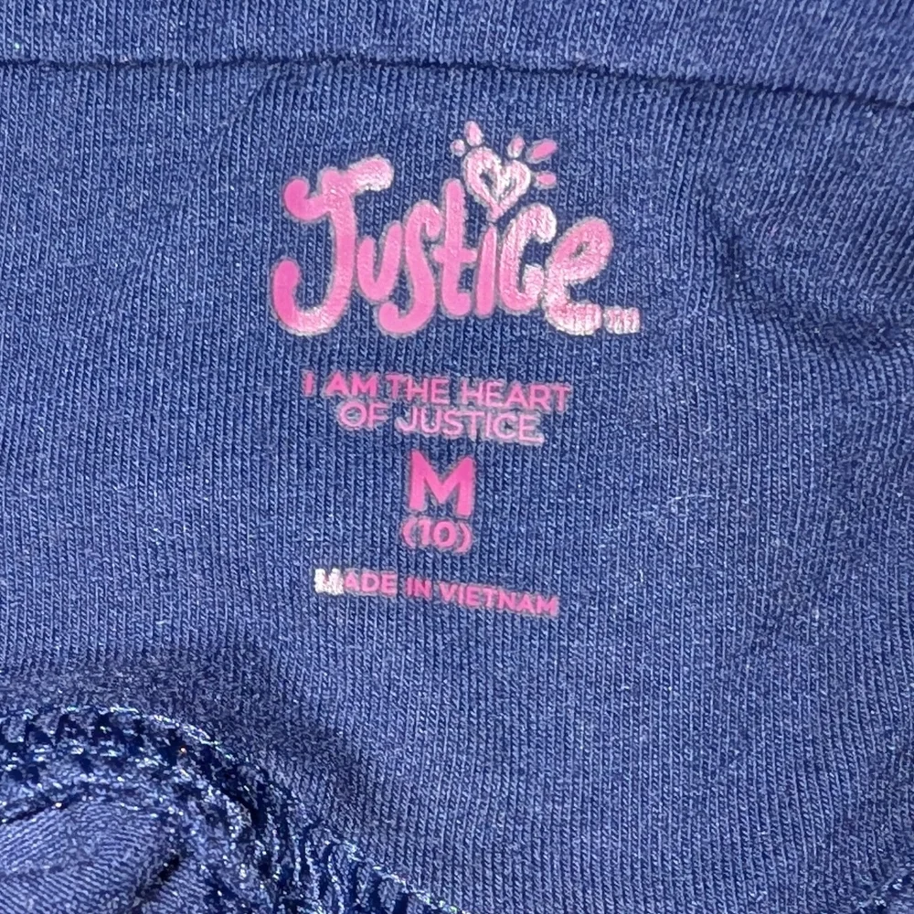 Justice Navy Leggings With Multicolor Logo -Sz 10